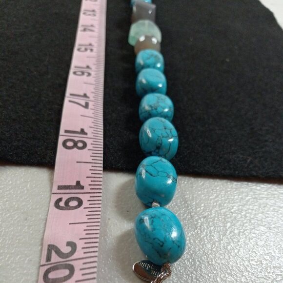 Vintage Lia Sophia Blue Grotto Necklace Dye Howlite Offset Necklace Cottagecore - Picture 6 of 8